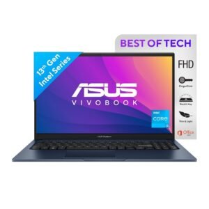 ASUS Vivobook 15 (2023), Intel Core i3-1315U 13th Gen, 15.6" (39.62 cms) FHD, Thin & Light Laptop (8GB/512GB SSD/Integrated Graphics/Windows 11/Office 2021/Fingerprint/Blue/1.7 kg), X1504VA-NJ323WS_WO