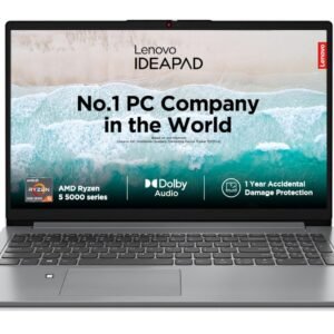 Lenovo IdeaPad Slim 1 AMD Ryzen 5 5500U 15.6" HD Thin and Light Laptop (8GB/512GB SSD/Windows 11 Home/MS Office 2021/1 Year ADP Free/Cloud Grey/1.61Kg), 82R400BGIN