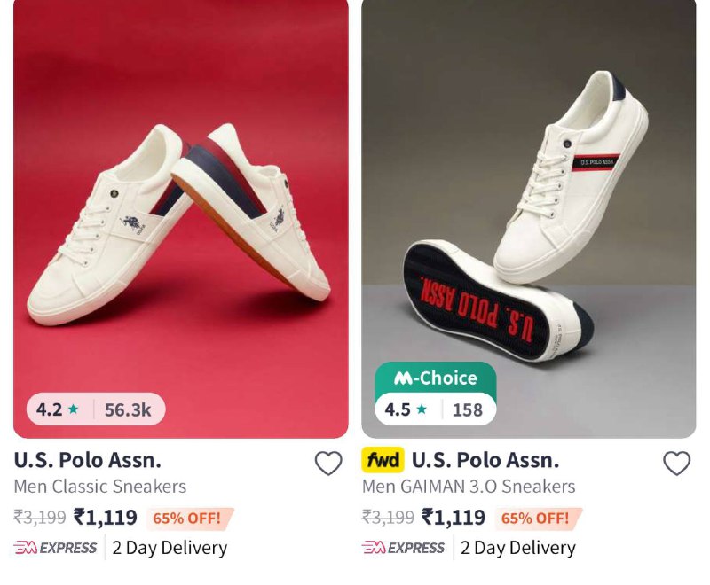 US Polo Sneakers
Min 65% Off