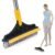 TEKCOOL 2-in-1 Bathroom Cleaning Brush with Wiper and Long Handle – 120° Rotating Floor Scrub Brush for Tiles, Kitchen, and Home Cleaning Accessories, Black, Stainless Steel